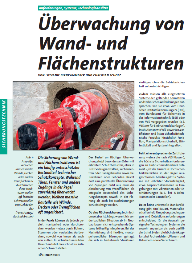 Kapazitive Durchbruchsicherung - elektronische Überwachung von Wänden und Flächen